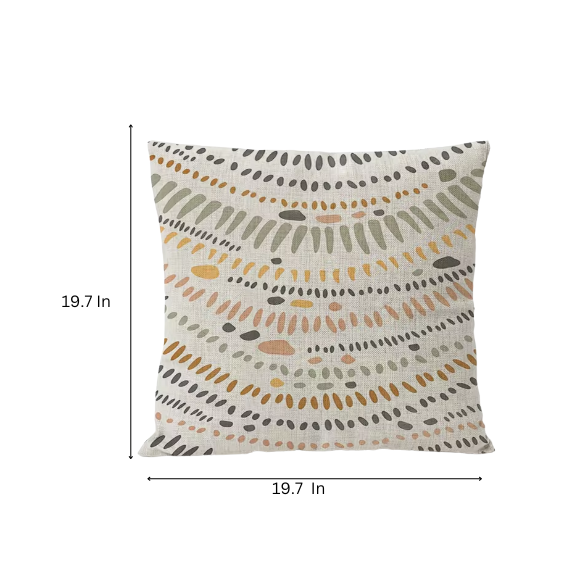Boho linen throw pillow covers in neutral multi-colored abstract design