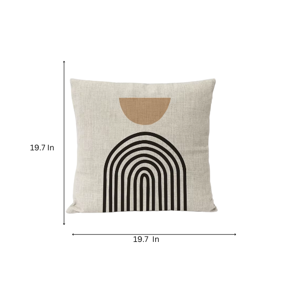 Boho Linen Throw Pillow Covers in Neutral Multi-Colored Abstract Design – Premium Linen Decorative Pillows for Living Room, Bedroom, and Office with Zipper Closure.