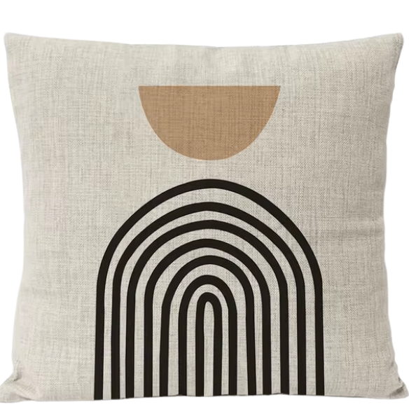 Boho Linen Throw Pillow Covers in Neutral Multi-Colored Abstract Design – Premium Linen Decorative Pillows for Living Room, Bedroom, and Office with Zipper Closure.