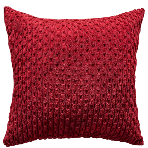 Burgundy striped corduroy throw pillow cover, modern and boho design, machine washable, with zipper closure, perfect for home décor, sofa, or bedroom.
