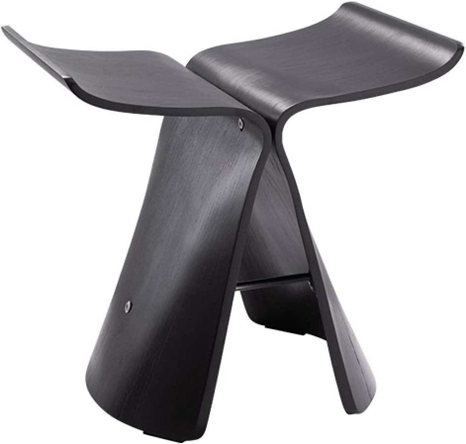 Stylish butterfly design bar stool with wooden frame and eco-friendly materials, available in black, walnut, and log colors.