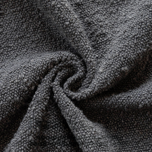 Charcoal boucle throw pillow cover with soft loop texture, 18x18 inches – modern cozy accent for sofa, bed, or armchair