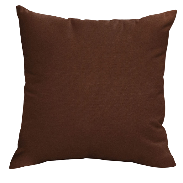 Set of two chocolate brown square throw pillows with piped edges and hidden zipper, perfect for rustic, transitional, or modern indoor décor