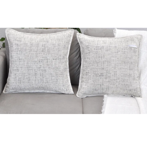 Cream white chenille throw pillow covers 20x20 – set of 2, soft textured cushion covers with piped edges and hidden zipper, modern farmhouse decorative pillows for couch or bed
