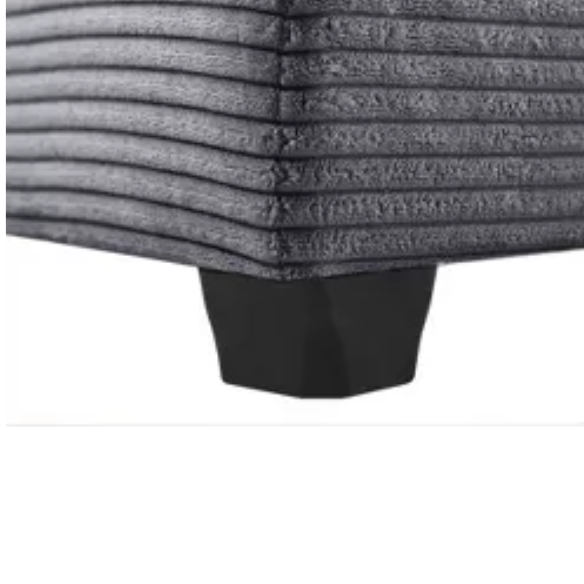 Dark grey corduroy accent chair with matching ottoman, featuring soft high-pile fabric, high-resilience foam cushions, and a sturdy metal and wood frame.