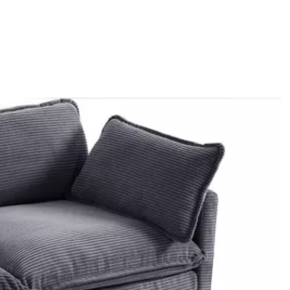 Dark grey corduroy loveseat sofa with plush upholstery, modern track arms, and two-person seating—ideal for small spaces, living rooms, or home offices.