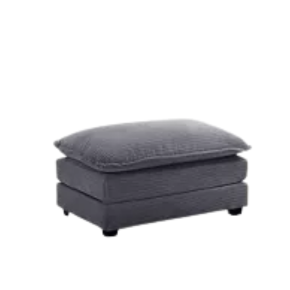 Three-Seater Dark Grey Corduroy Modular Sectional Sofa with Ottoman – Modern L-shaped configuration, soft high-pile fleece upholstery, pet-friendly, and customizable for small or large living spaces.