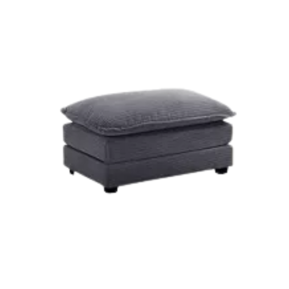 Dark grey 4-seat modular sectional sofa with two matching ottomans, upholstered in soft corduroy with high-resilience cushions and a sturdy wood and metal frame.