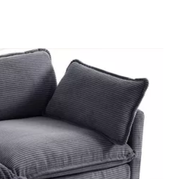 Dark grey 4-seat modular sectional sofa with two matching ottomans, upholstered in soft corduroy with high-resilience cushions and a sturdy wood and metal frame.