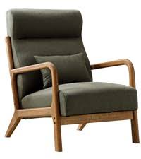Juniper olive green high-back accent chair featuring plush, high-density cushions and ergonomic design for ultimate comfort and relaxation. Crafted with a solid wood frame for durability and floor protection with footpads. Ideal for living rooms, bedrooms, or offices, offering a stylish and timeless addition to your home.