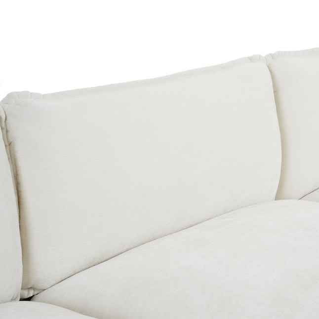 Modern 4-piece L-shaped sectional sofa in premium beige corduroy fabric. Features high-elastic sponge cushions, sturdy metal and wood frame, and a movable ottoman for flexible configurations. Easy assembly and versatile design perfect for living rooms, bedrooms, or offices.
