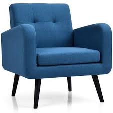 Mid-Century Modern Accent Chair – Single Living Room Armchair with Stylish Fabric Upholstery