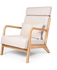 Mid-Century Modern Accent Chair – Single Fabric Lounge Armchair with Solid Wood Frame, Easy Assembly for Stylish Reading and Relaxation