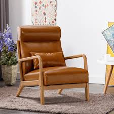 Mid-Century Modern Accent Chair – Single Fabric Lounge Armchair with Solid Wood Frame, Easy Assembly for Stylish Reading and Relaxation