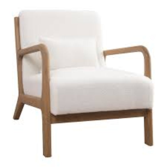 Sleek white accent chair with plush cushions and high-density sponge for optimal comfort. Made with a solid wood frame, it supports up to 250 lbs and includes footpads to protect floors. Ergonomically designed for lumbar support, it’s perfect for living rooms, bedrooms, or offices. Easy assembly and low maintenance with a simple wipe-down. Ideal for modern spaces seeking comfort and style.