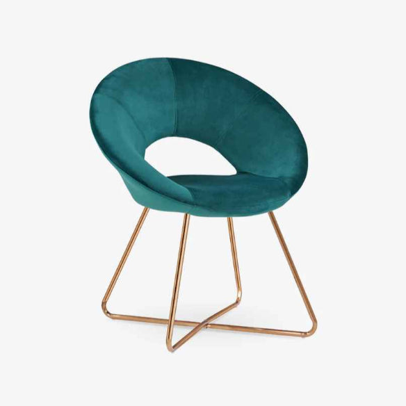 Stylish green velvet accent chair with gold-plated metal legs, ergonomic backrest, and soft sponge cushions for ultimate comfort and modern elegance. Ideal for living rooms, bedrooms, and offices.