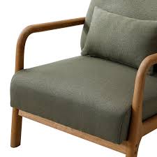 Juniper olive green high-back accent chair featuring plush, high-density cushions and ergonomic design for ultimate comfort and relaxation. Crafted with a solid wood frame for durability and floor protection with footpads. Ideal for living rooms, bedrooms, or offices, offering a stylish and timeless addition to your home.