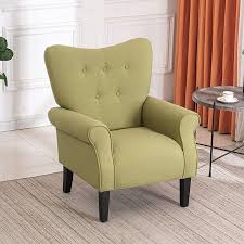 Modern Accent Chair for Living Room – High Back Upholstered Wingback Armchair with Wooden Legs, Padded for Ultimate Comfort