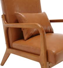 Set of two brown PU leather low-back accent chairs with high-density cushions, soft upholstery, and ergonomic design for superior lumbar support. Featuring a solid wood frame for durability and footpads for floor protection. Ideal for living rooms, bedrooms, or offices, offering both comfort and style with easy maintenance.
