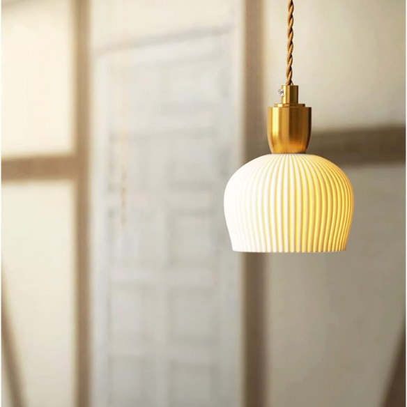 Elegant ceramic chandelier with bronze and brass accents, E27 light fixture for dining room or living room.