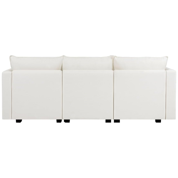 Cream white 3-piece modular sofa with built-in storage and deep seating, perfect for small apartments and modern living spaces.