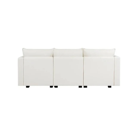Cream white 3-piece modular sofa with built-in storage and deep seating, perfect for small apartments and modern living spaces.