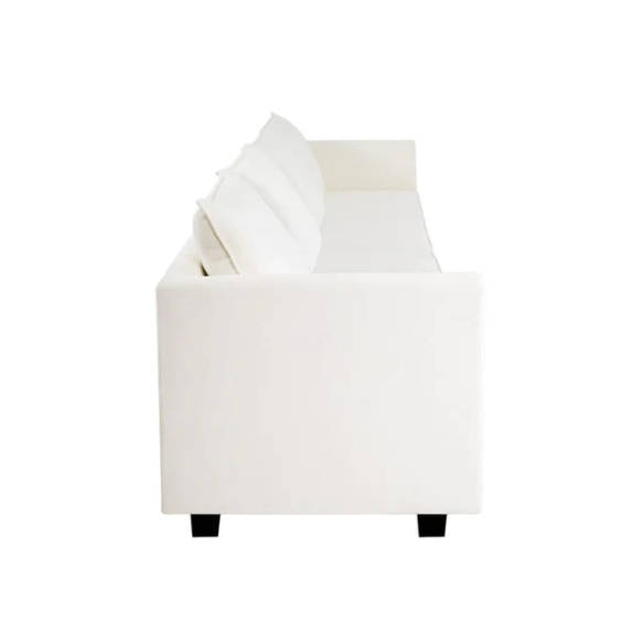 Cream white 3-piece modular sofa with built-in storage and deep seating, perfect for small apartments and modern living spaces.