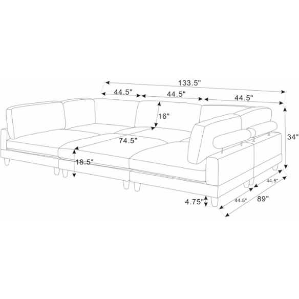 Deep teal modular sectional sofa with plush corduroy fabric, removable cushions, and a matching ottoman — seats six in flexible L- or U-shaped configurations.