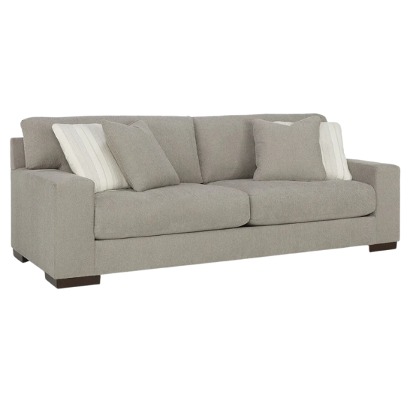 Grey 3-seater sofa with a clean-lined modern silhouette, plush reversible cushions, and durable polyester upholstery—ideal for casual and contemporary living spaces.