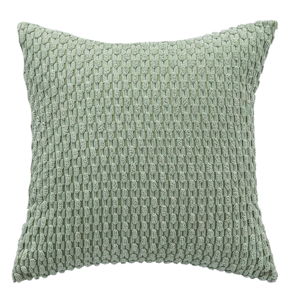Green Striped Corduroy Throw Pillow Cover – Modern Boho Style with Zipper Closure, Multiple Sizes Available