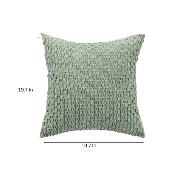 Green Striped Corduroy Throw Pillow Cover – Modern Boho Style with Zipper Closure, Multiple Sizes Available