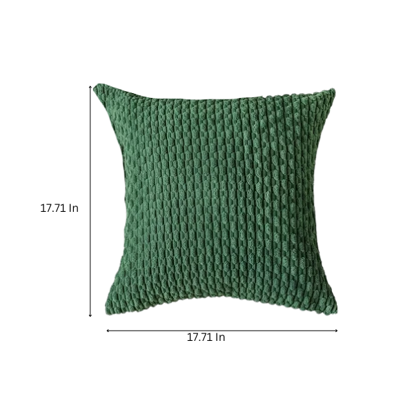 Green striped corduroy throw pillow cover with zipper closure, ideal for modern and boho home décor.