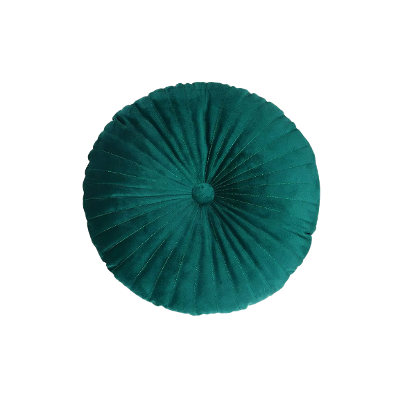 Green Velvet Round Throw Pillow – Plush, Elegant, Decorative Cushion for Sofa or Bed