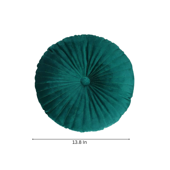 Green Velvet Round Throw Pillow – Plush, Elegant, Decorative Cushion for Sofa or Bed