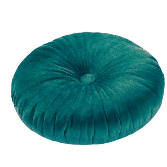 Green Velvet Round Throw Pillow – Plush, Elegant, Decorative Cushion for Sofa or Bed