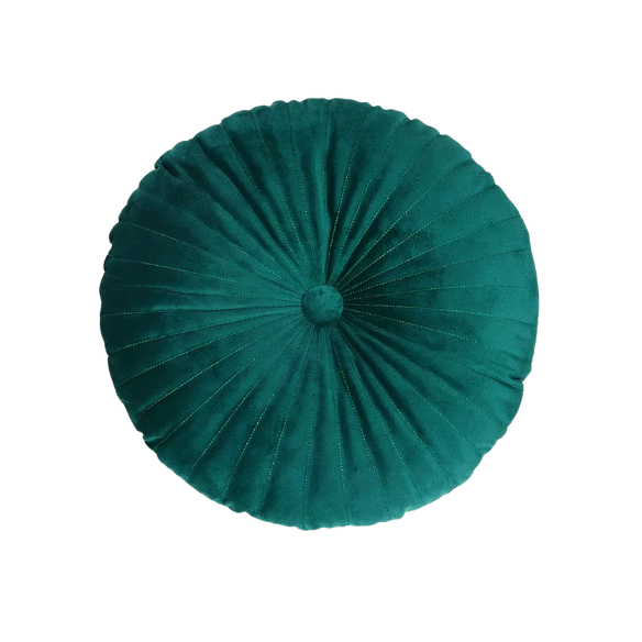 Green Velvet Round Throw Pillow – Plush, Elegant, Decorative Cushion for Sofa or Bed