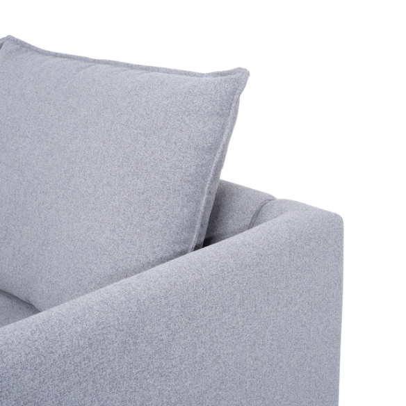 Grey 3-piece modular sofa with storage, flared arms, and deep seating — ideal for small apartments and contemporary interiors.