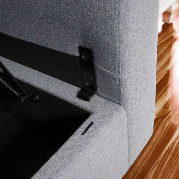 Grey 3-piece modular sofa with storage, flared arms, and deep seating — ideal for small apartments and contemporary interiors.