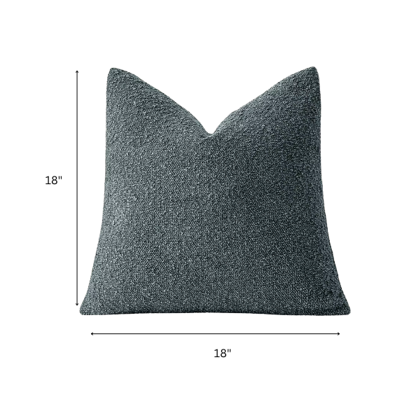 Grey green boucle throw pillow cover with soft loop texture, 18x18 inches – cozy modern accent for sofa, bed, or armchair