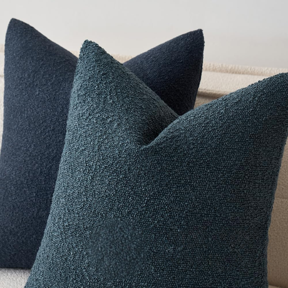 Grey green boucle throw pillow cover with soft loop texture, 18x18 inches – cozy modern accent for sofa, bed, or armchair