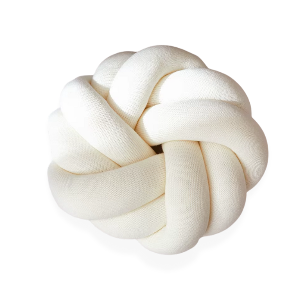Handmade cotton knot throw pillow in round shape, 30 cm diameter – soft, plush decorative cushion for sofa, bed, chair, or car
