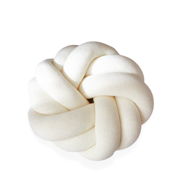 Handmade cotton knot throw pillow in round shape, 30 cm diameter – soft, plush decorative cushion for sofa, bed, chair, or car