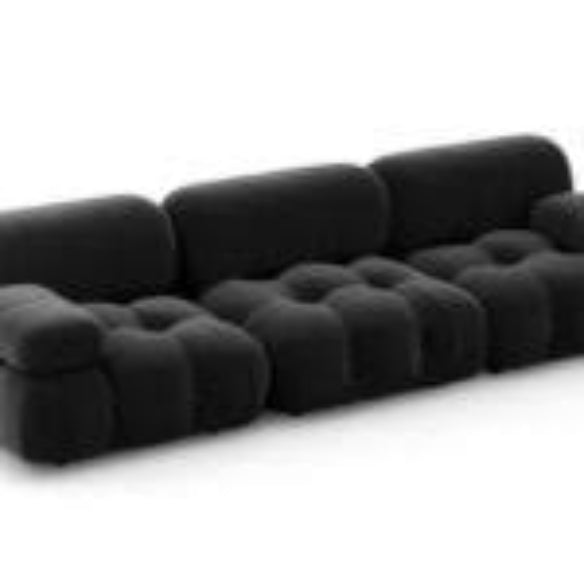 Modern black velvet sectional sofa with plush upholstery, button tufting, and durable wood frame. Versatile design with individual seat cushions for ultimate comfort, supporting up to 330 lbs per seat. Perfect for living rooms, offering easy assembly and a sleek, contemporary style.