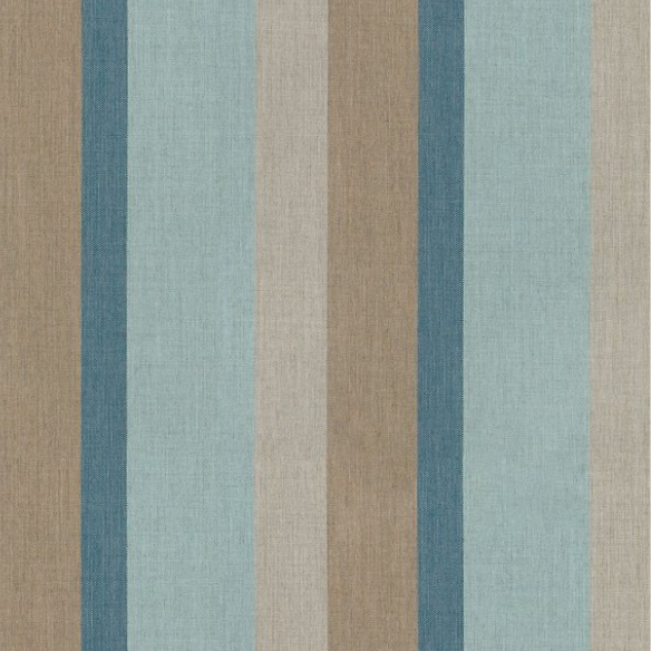 Striped accent pillow in light blue, misty teal, warm sand, and light beige – reversible and weather-resistant with plush polyester fill, perfect for indoor or outdoor spaces.