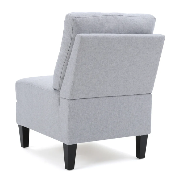 Light grey 5-piece modular sectional sofa set with ottoman and dark wood legs for modern living rooms
