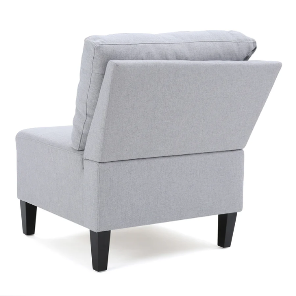 Light grey 5-piece modular sectional sofa set with ottoman and dark wood legs for modern living rooms