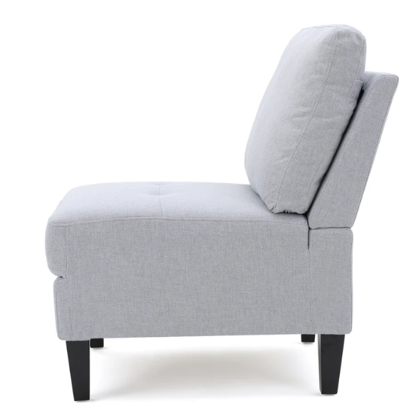 Light grey 5-piece modular sectional sofa set with ottoman and dark wood legs for modern living rooms