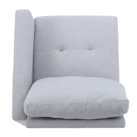 Light grey 5-piece modular sectional sofa set with ottoman and dark wood legs for modern living rooms