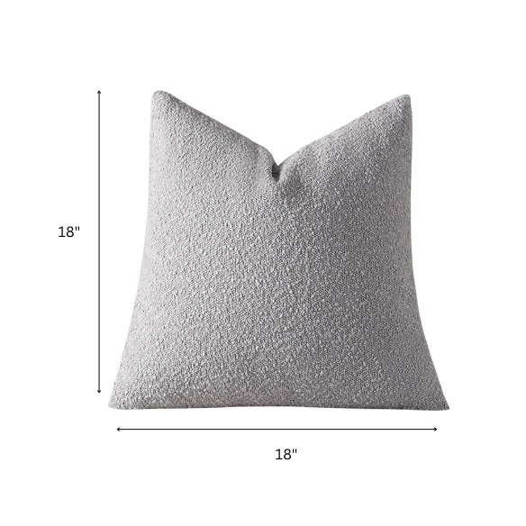 Light grey boucle throw pillow cover with soft loop texture, 18x18 inches – modern cozy accent for sofa, bed, or armchair