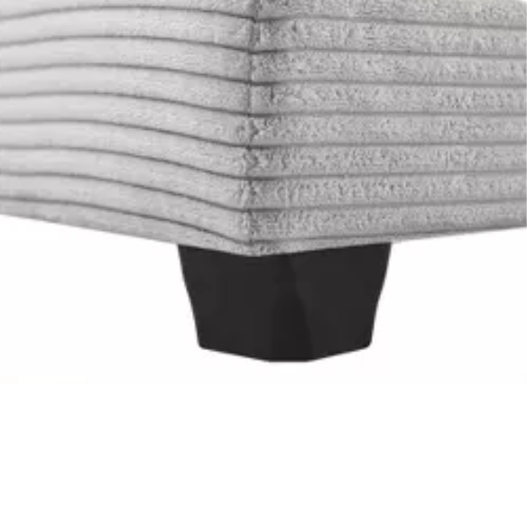 Light grey corduroy accent chair with matching ottoman, featuring soft textured upholstery, high-resilience foam cushions, and a compact modern design.